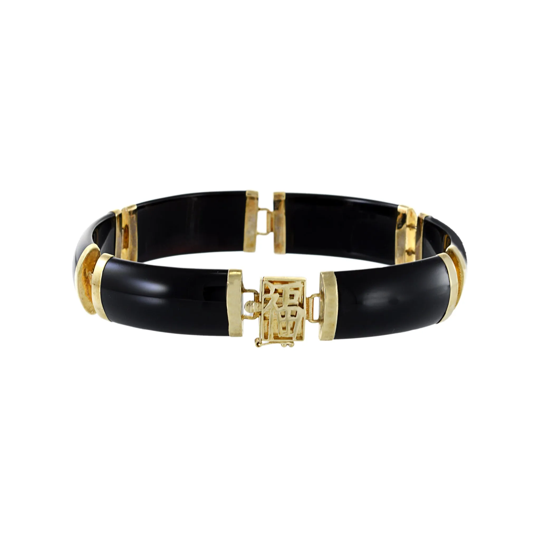 Estate Retro Era 14KT Yellow Gold Black Onyx Bracelet