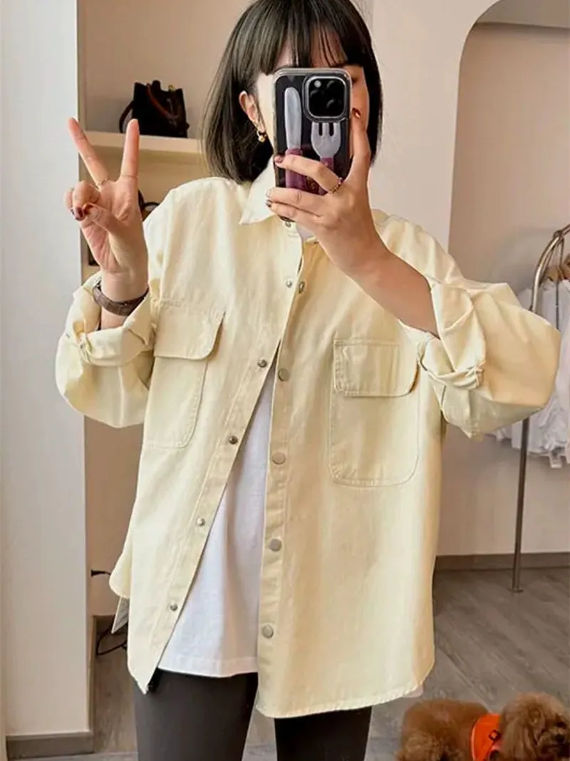 European Goods Mid-Length Outerwear Women's Top Loose Small 2024 Spring and Autumn Design Sense Retro Idle Style Shirts