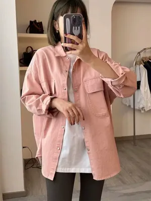 European Goods Mid-Length Outerwear Women's Top Loose Small 2024 Spring and Autumn Design Sense Retro Idle Style Shirts