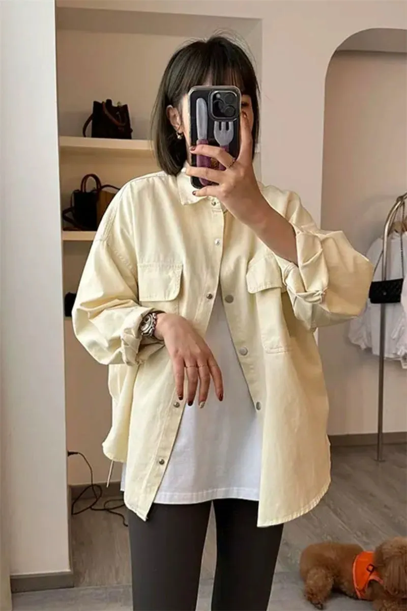 European Goods Mid-Length Outerwear Women's Top Loose Small 2024 Spring and Autumn Design Sense Retro Idle Style Shirts