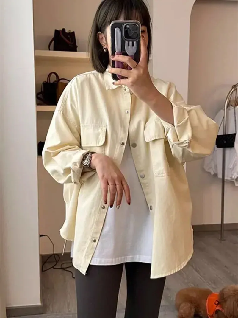 European Goods Mid-Length Outerwear Women's Top Loose Small 2024 Spring and Autumn Design Sense Retro Idle Style Shirts