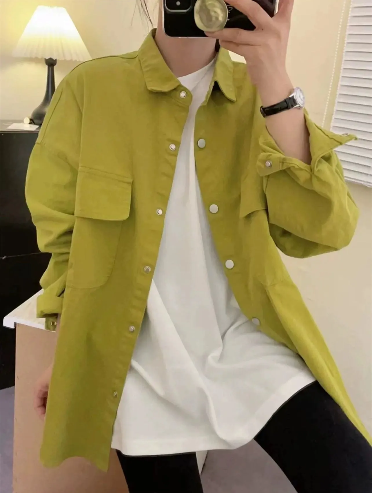 European Goods Mid-Length Outerwear Women's Top Loose Small 2024 Spring and Autumn Design Sense Retro Idle Style Shirts