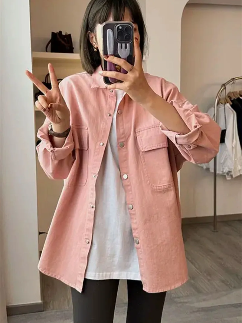 European Goods Mid-Length Outerwear Women's Top Loose Small 2024 Spring and Autumn Design Sense Retro Idle Style Shirts