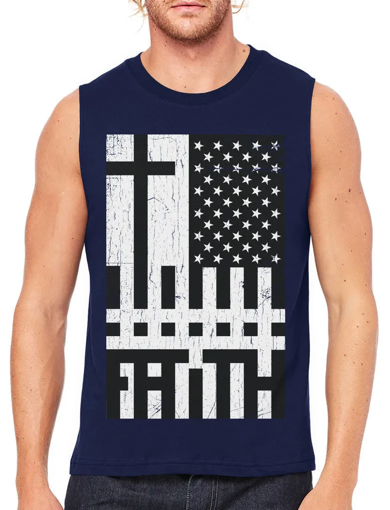 Faith Cross American Flag Men's Sleeveless T-Shirt