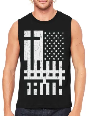 Faith Cross American Flag Men's Sleeveless T-Shirt