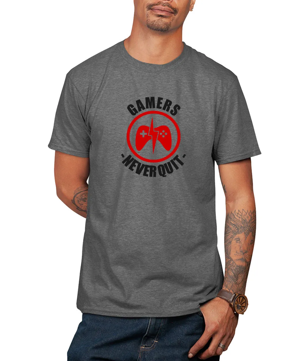 Gamer never quit funny geek t-shirt video game tee