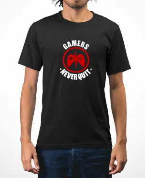 Gamer never quit funny geek t-shirt video game tee