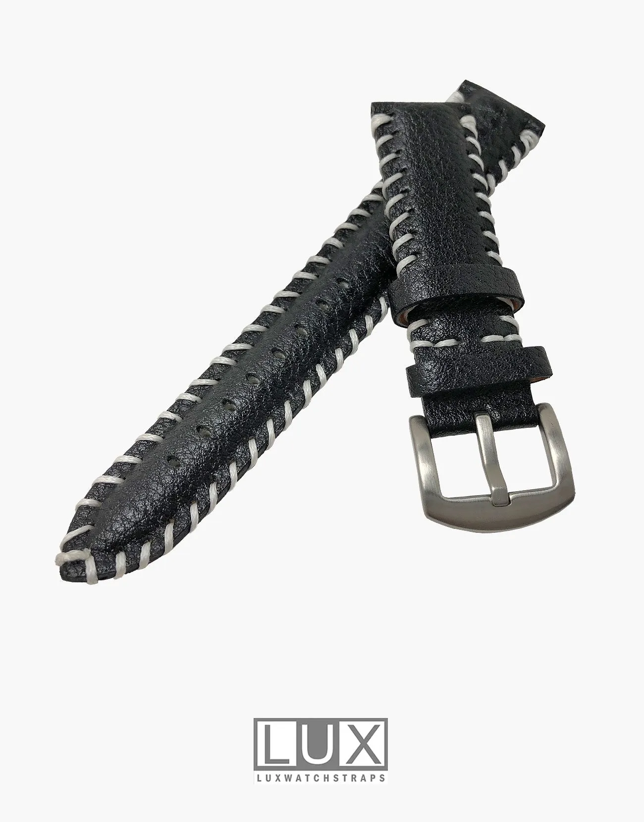 Genuine Leather Rustic Black Watch Band by LUX