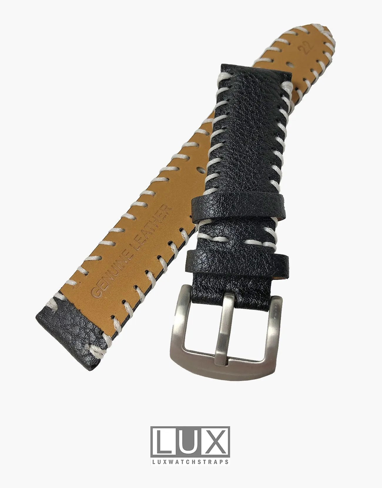 Genuine Leather Rustic Black Watch Band by LUX