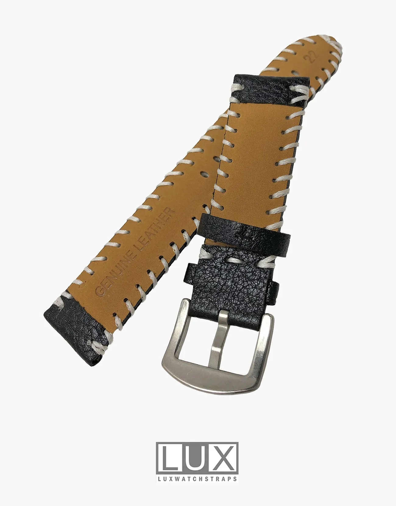 Genuine Leather Rustic Black Watch Band by LUX