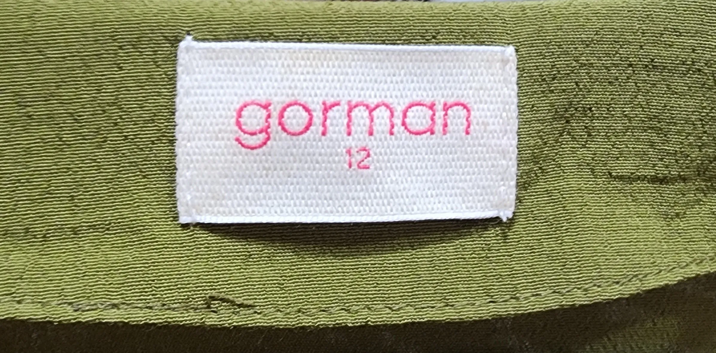 Gorman olive green dress size 12 (note: slight mark)