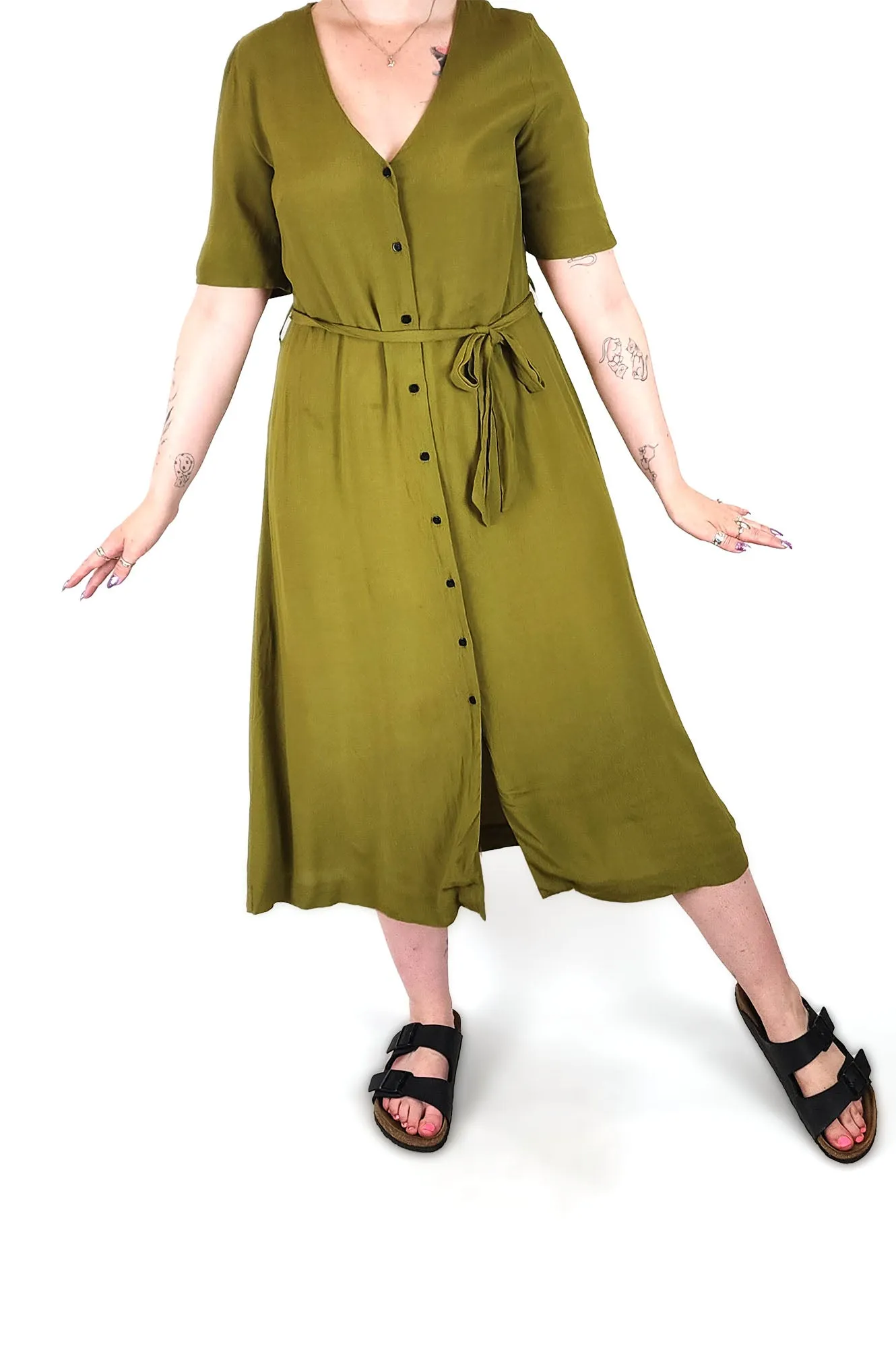 Gorman olive green dress size 12 (note: slight mark)