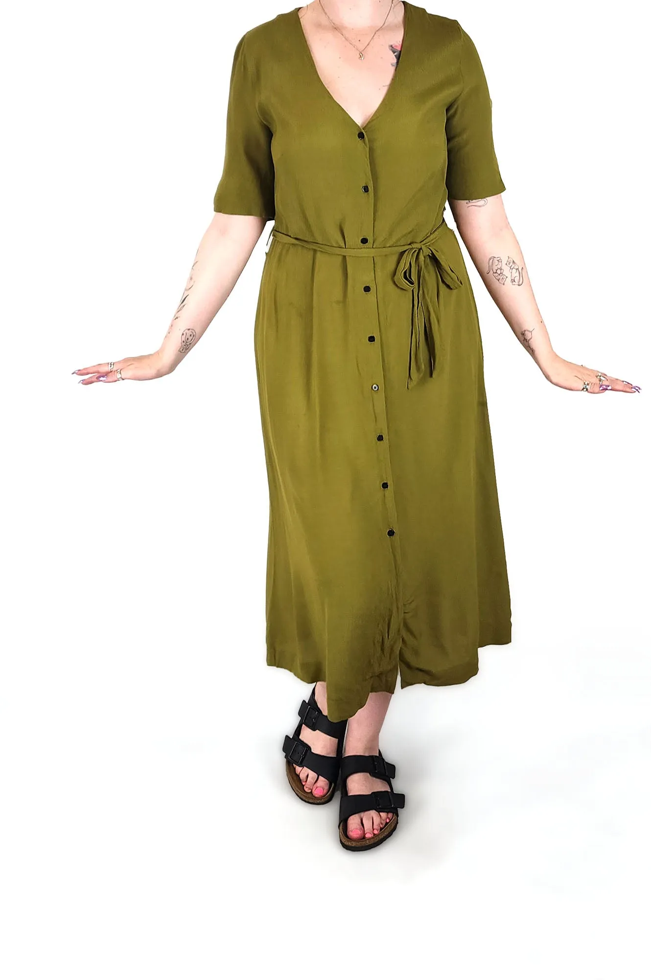 Gorman olive green dress size 12 (note: slight mark)