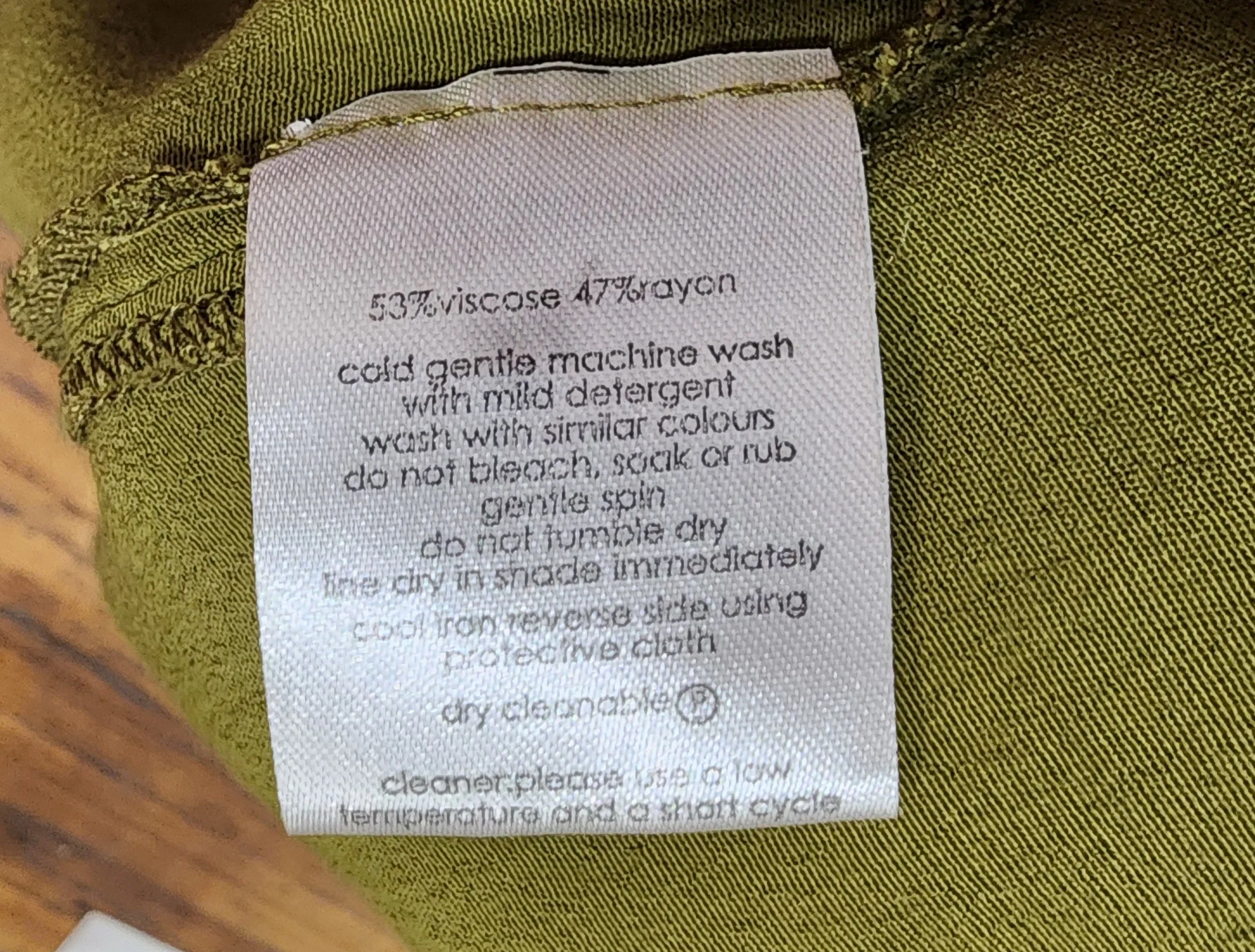 Gorman olive green dress size 12 (note: slight mark)