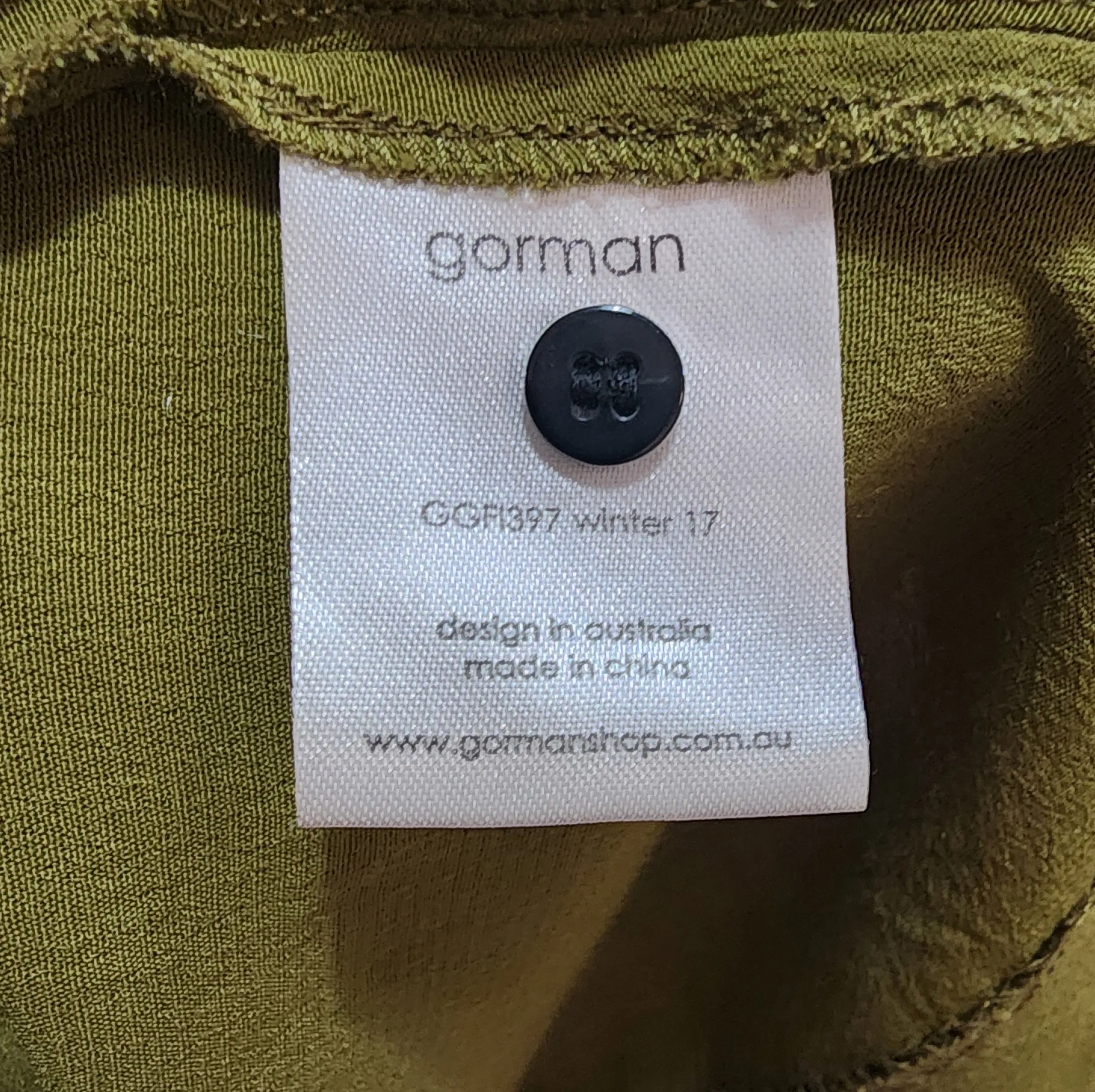 Gorman olive green dress size 12 (note: slight mark)