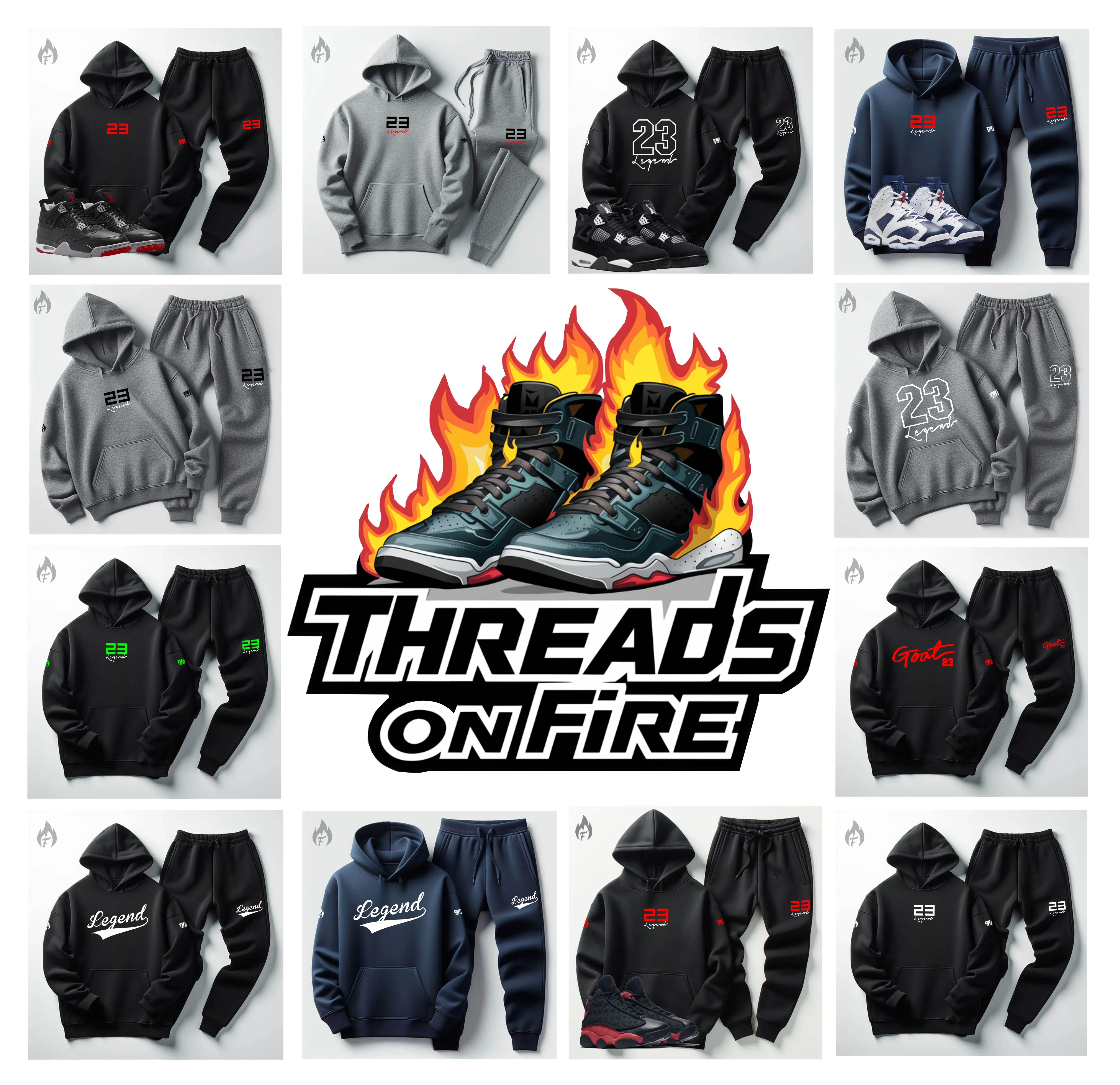 Grey 23 Legend Graphic Air Jordan 11 Cool Grey Inspired Sneaker Sweatsuit for Men Matching Hoodie and Joggers Set