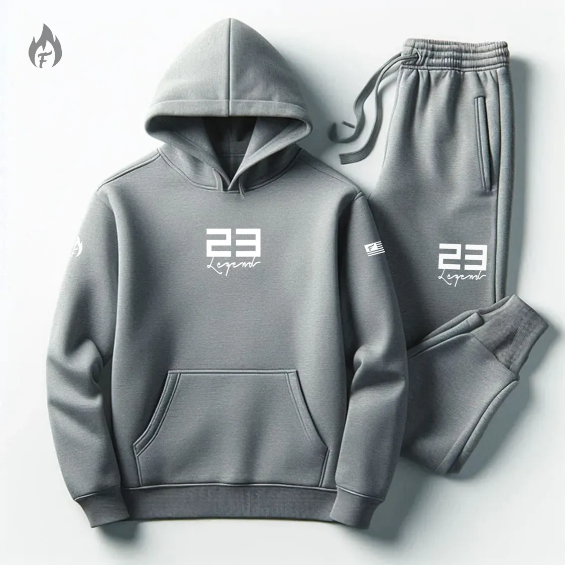 Grey 23 Legend Graphic Air Jordan 11 Cool Grey Inspired Sneaker Sweatsuit for Men Matching Hoodie and Joggers Set