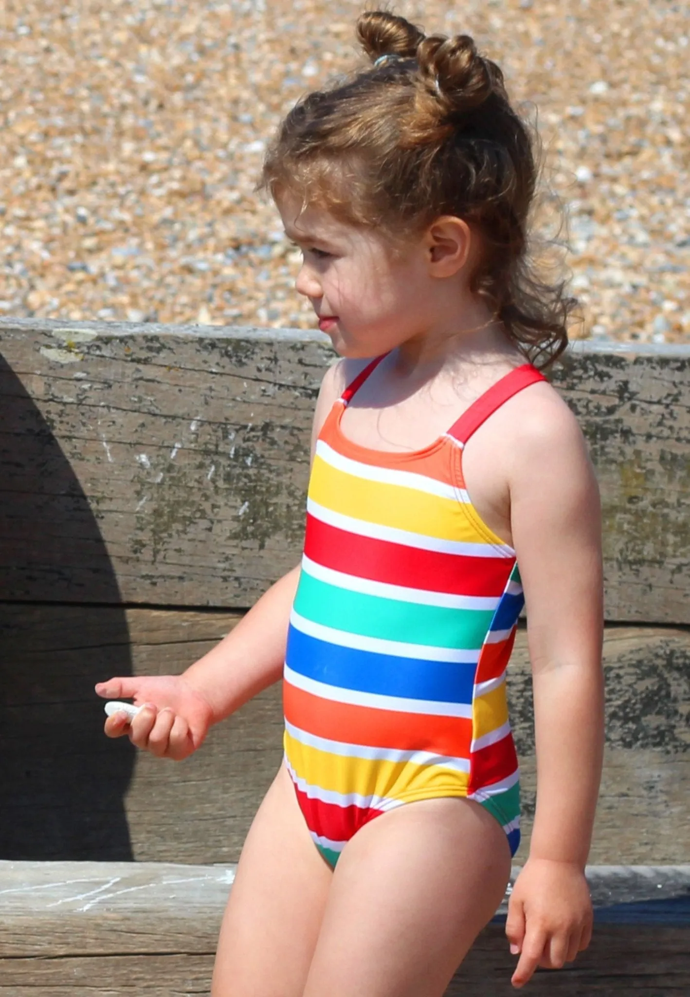 Happy Stripe Print Kids' Swimsuit