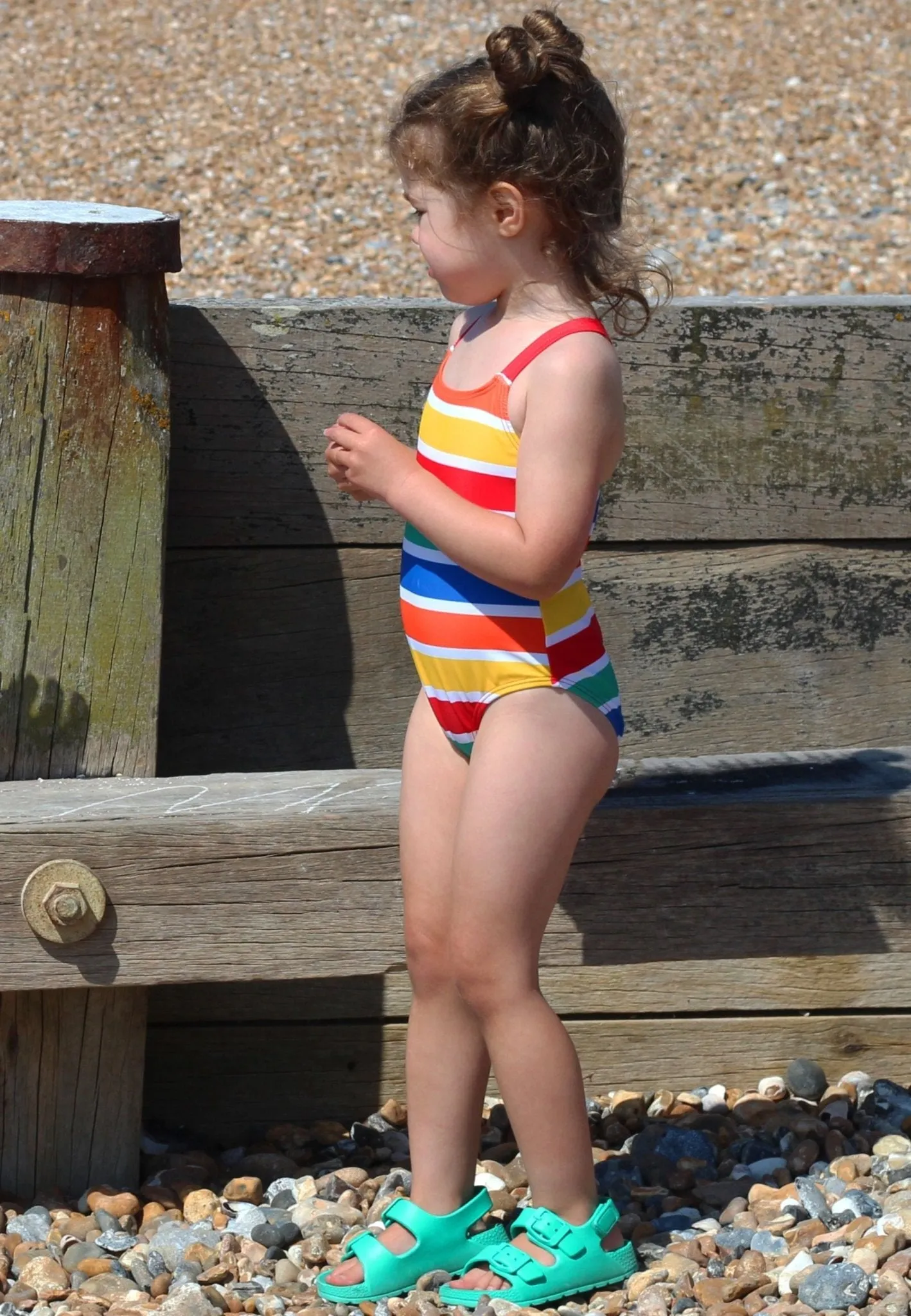 Happy Stripe Print Kids' Swimsuit