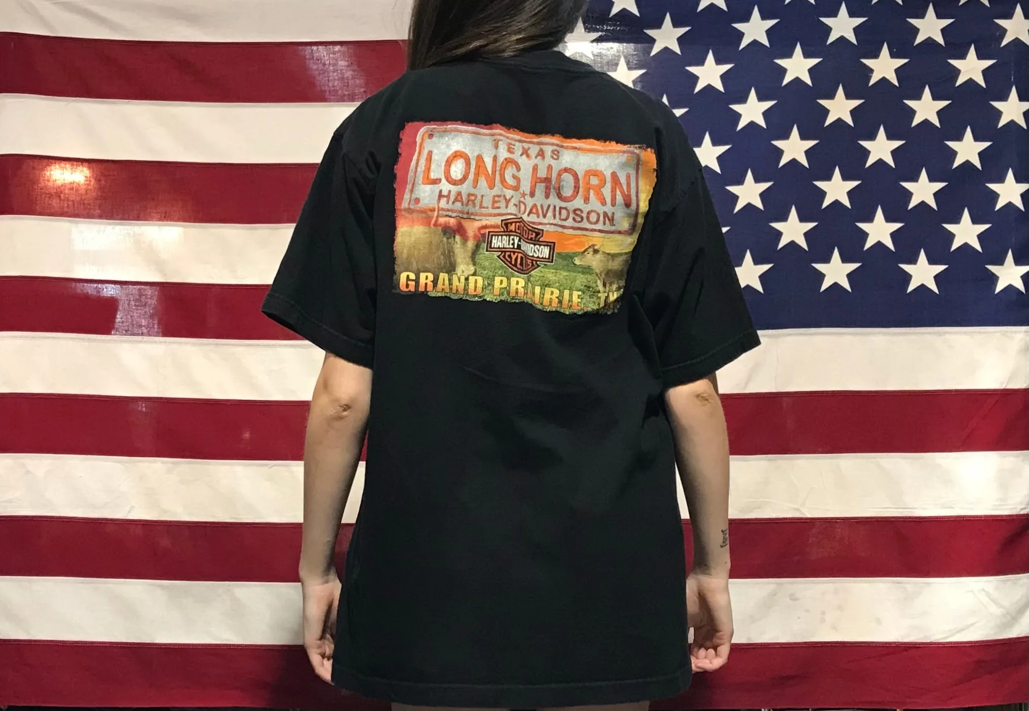 Harley Davidson Vintage Mens T-Shirt Print Year 2007 Grand Prairie, TX Made In USA