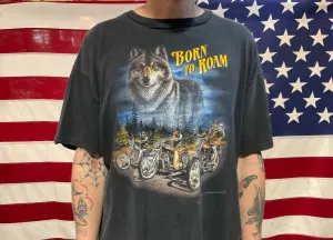 Harley Davidson Vintage Mens T-Shirt RARE 3D Emblem®️Dated©️1993 Born To Roam Made in  USA