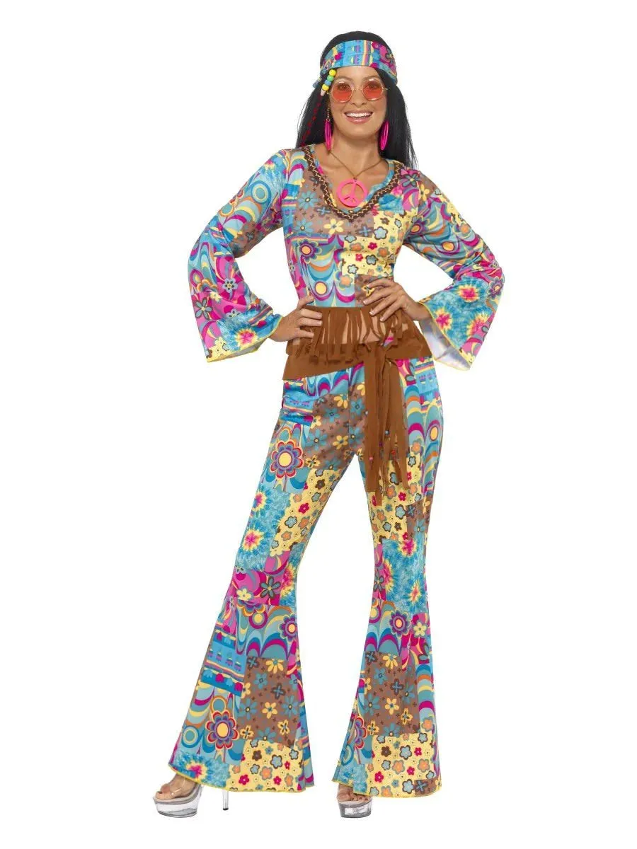 Hippy Flower Power Costume 60's Multi-Colored