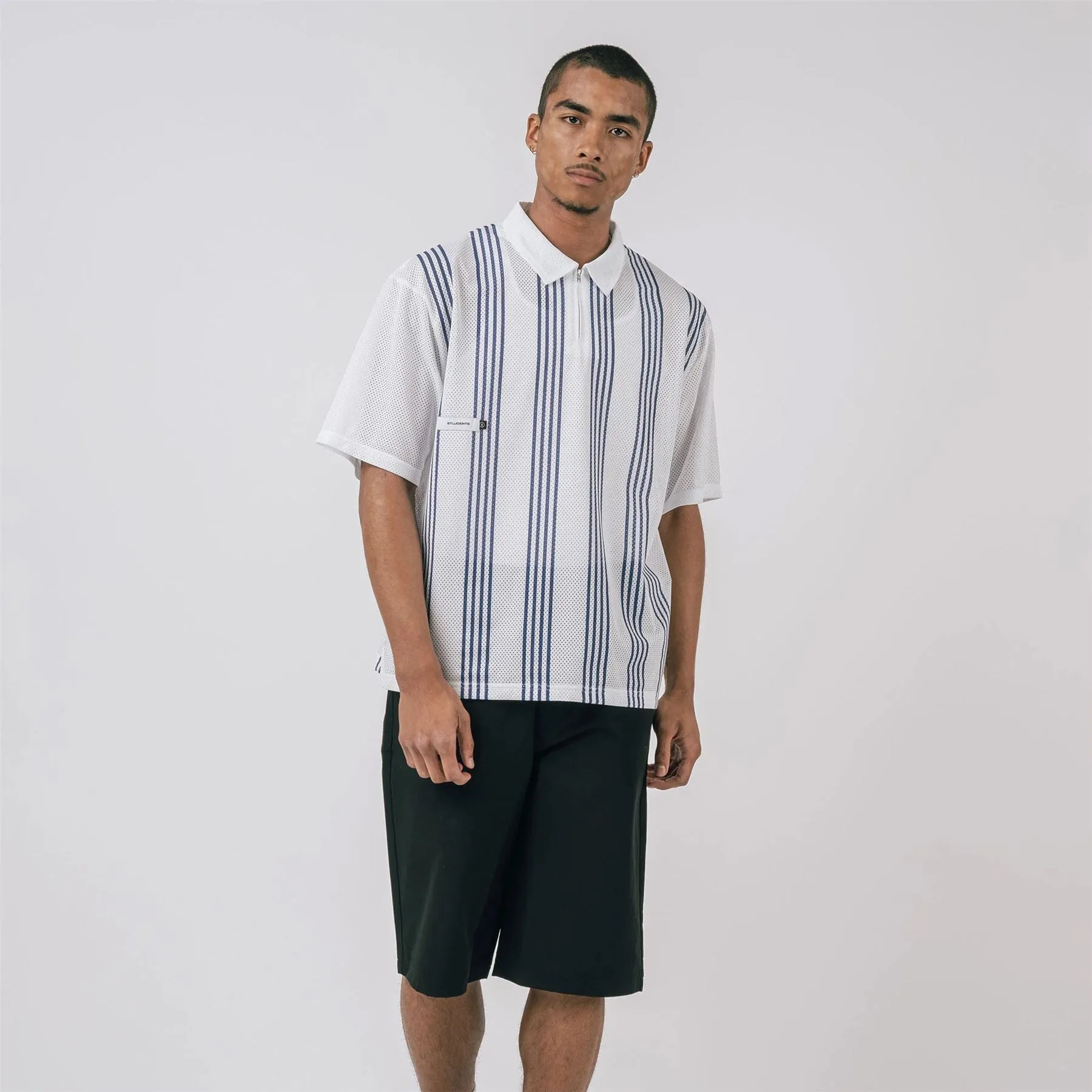 Howards Mesh Zip Polo White/Purple