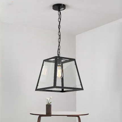 Industrial Retro Wrought Iron Glass Pendant