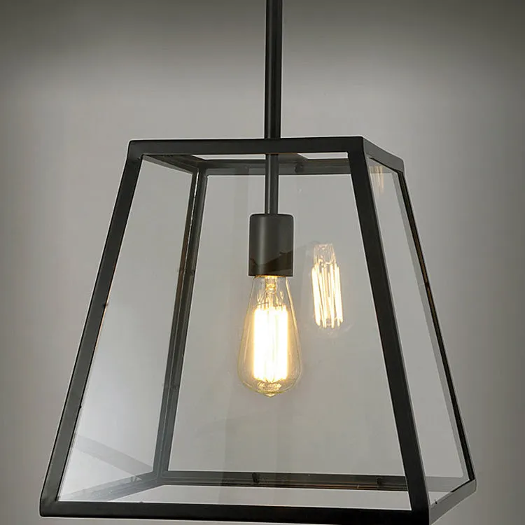 Industrial Retro Wrought Iron Glass Pendant