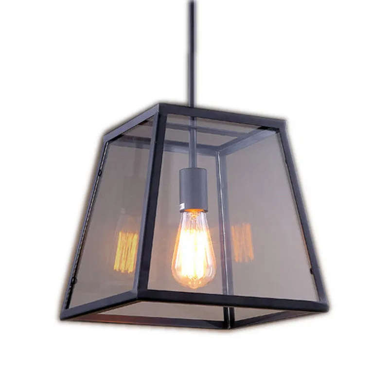 Industrial Retro Wrought Iron Glass Pendant