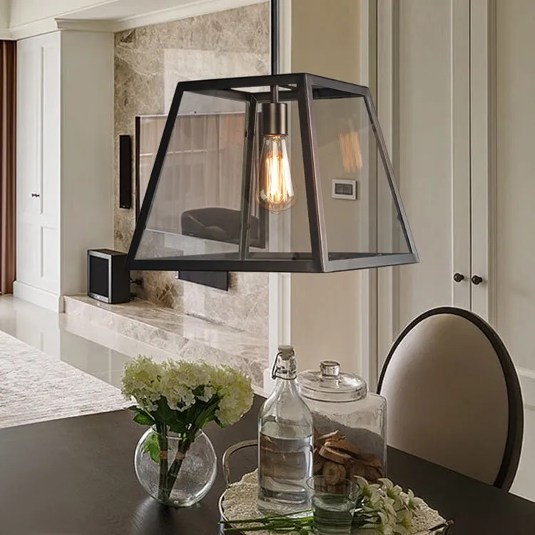 Industrial Retro Wrought Iron Glass Pendant