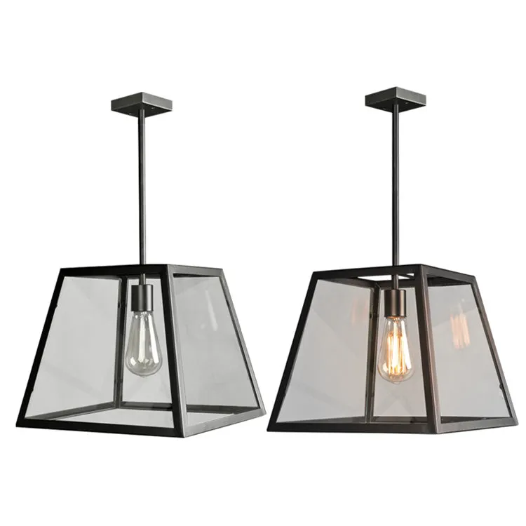 Industrial Retro Wrought Iron Glass Pendant