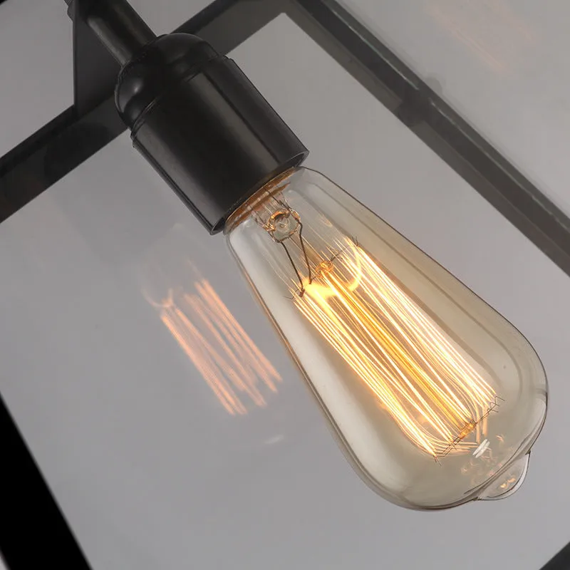 Industrial Retro Wrought Iron Glass Pendant