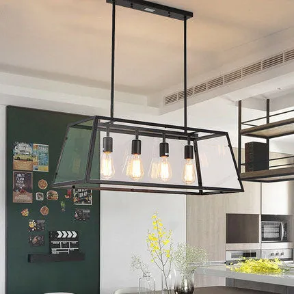 Industrial Retro Wrought Iron Glass Pendant