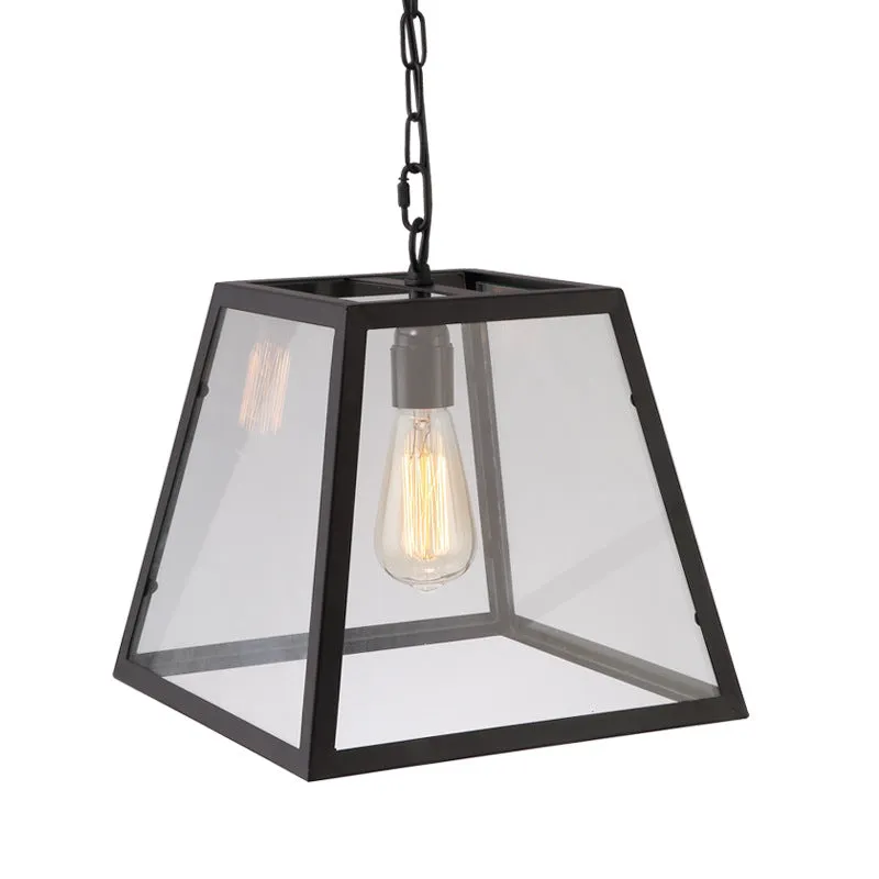 Industrial Retro Wrought Iron Glass Pendant