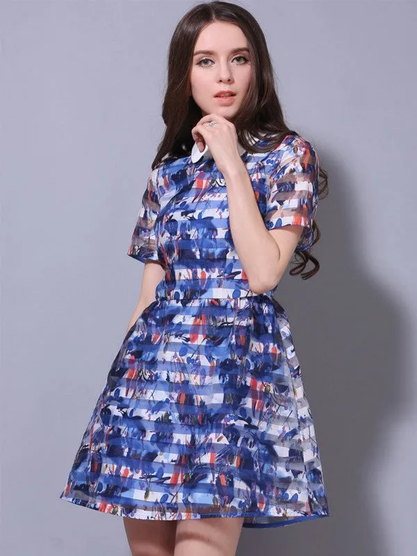 ink stripes sheer dress
