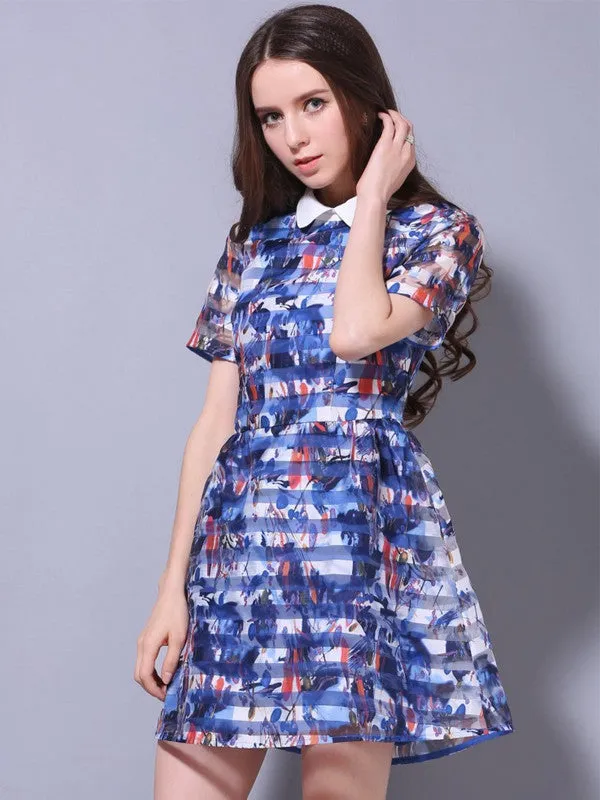 ink stripes sheer dress