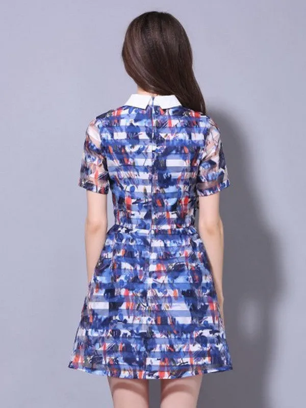 ink stripes sheer dress