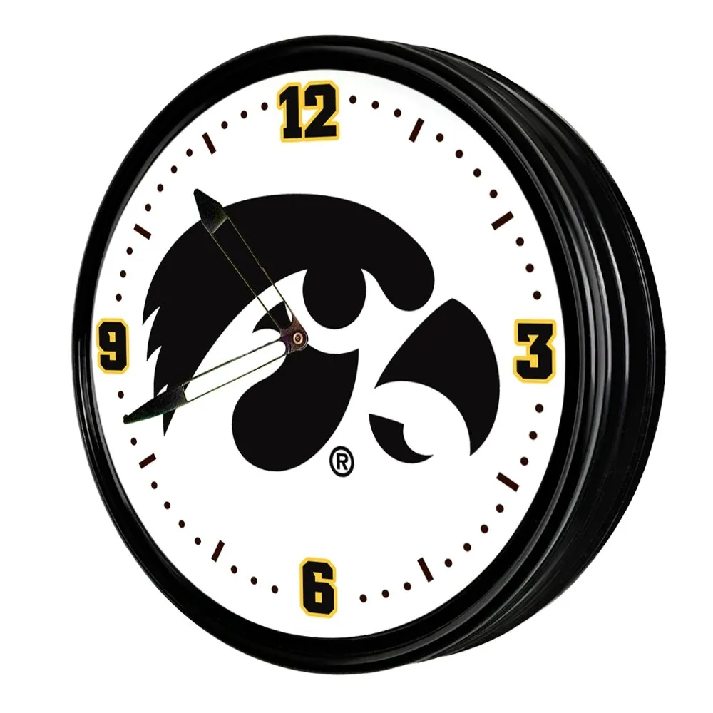 Iowa Hawkeyes: Retro Lighted Wall Clock