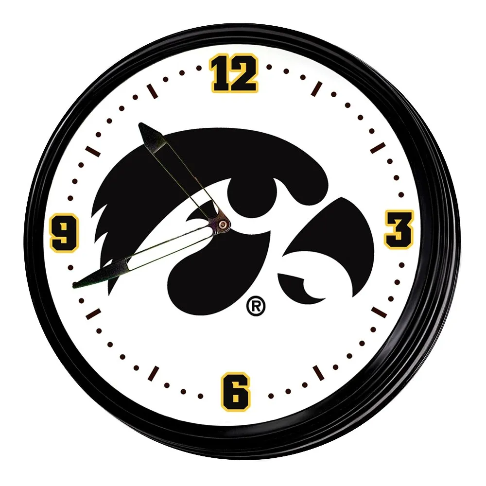 Iowa Hawkeyes: Retro Lighted Wall Clock
