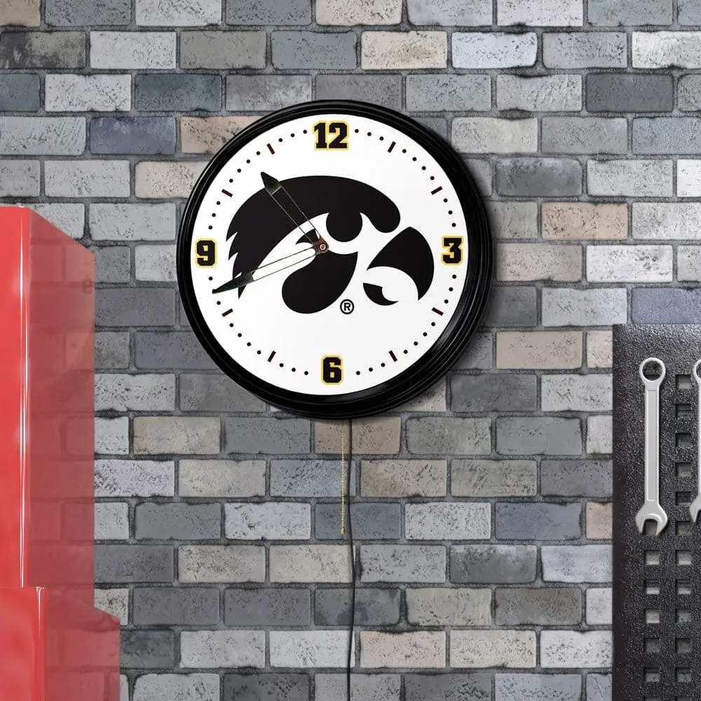 Iowa Hawkeyes: Retro Lighted Wall Clock