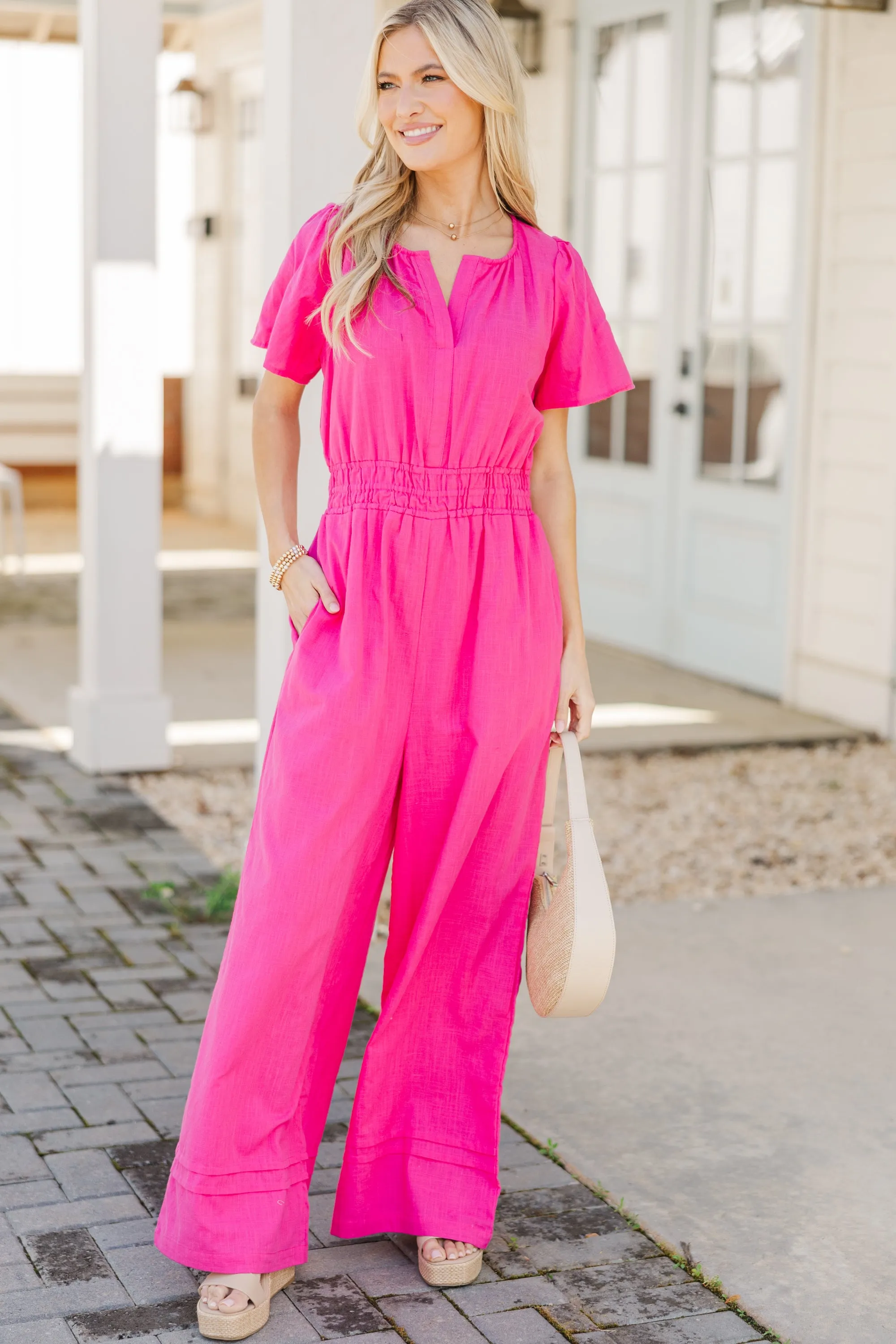 It's In The Air Fuchsia Pink Jumpsuit