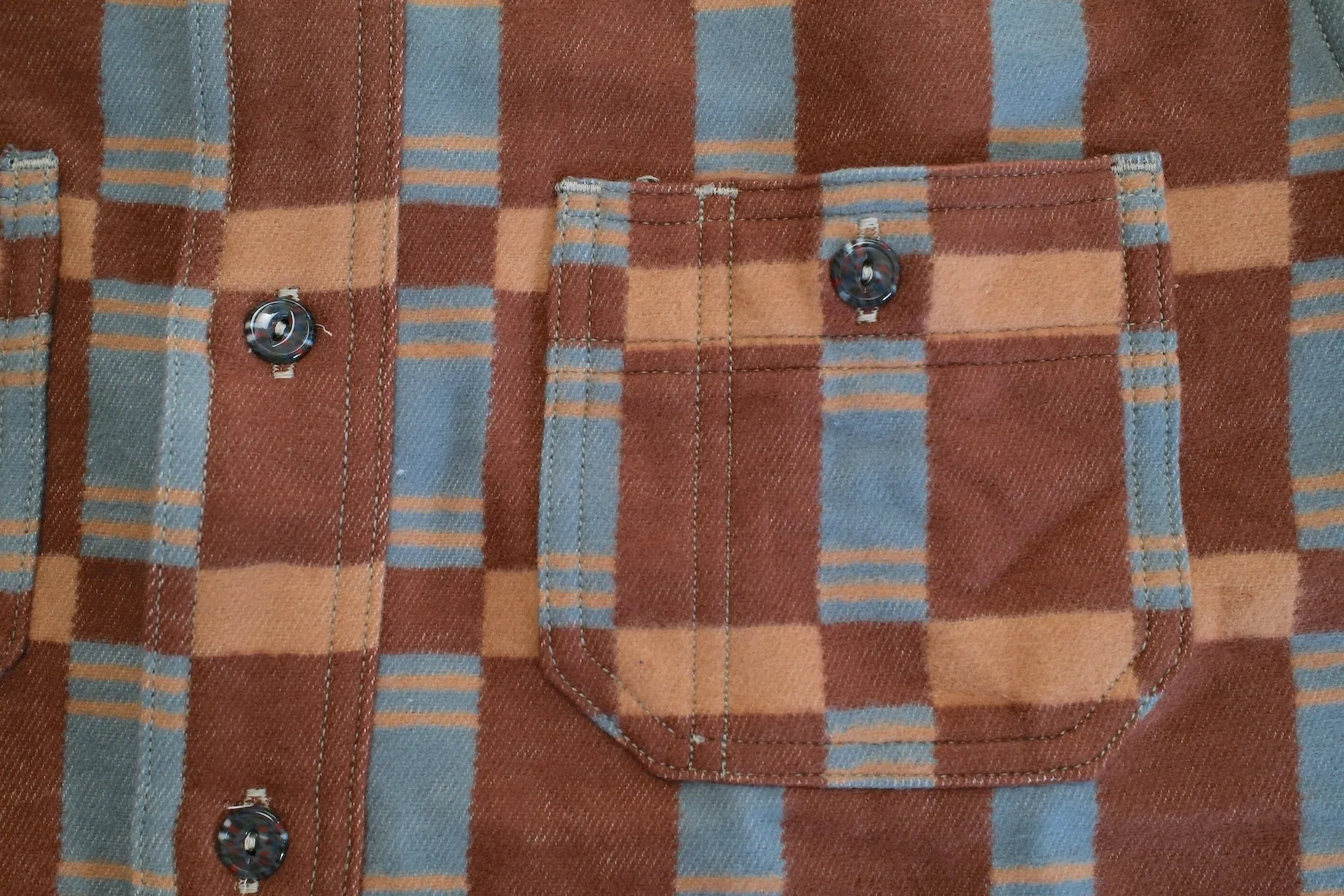 John Gluckow X Warehouse 13oz "The Heater" Heavyweight Flannel Workshirt (Brown)