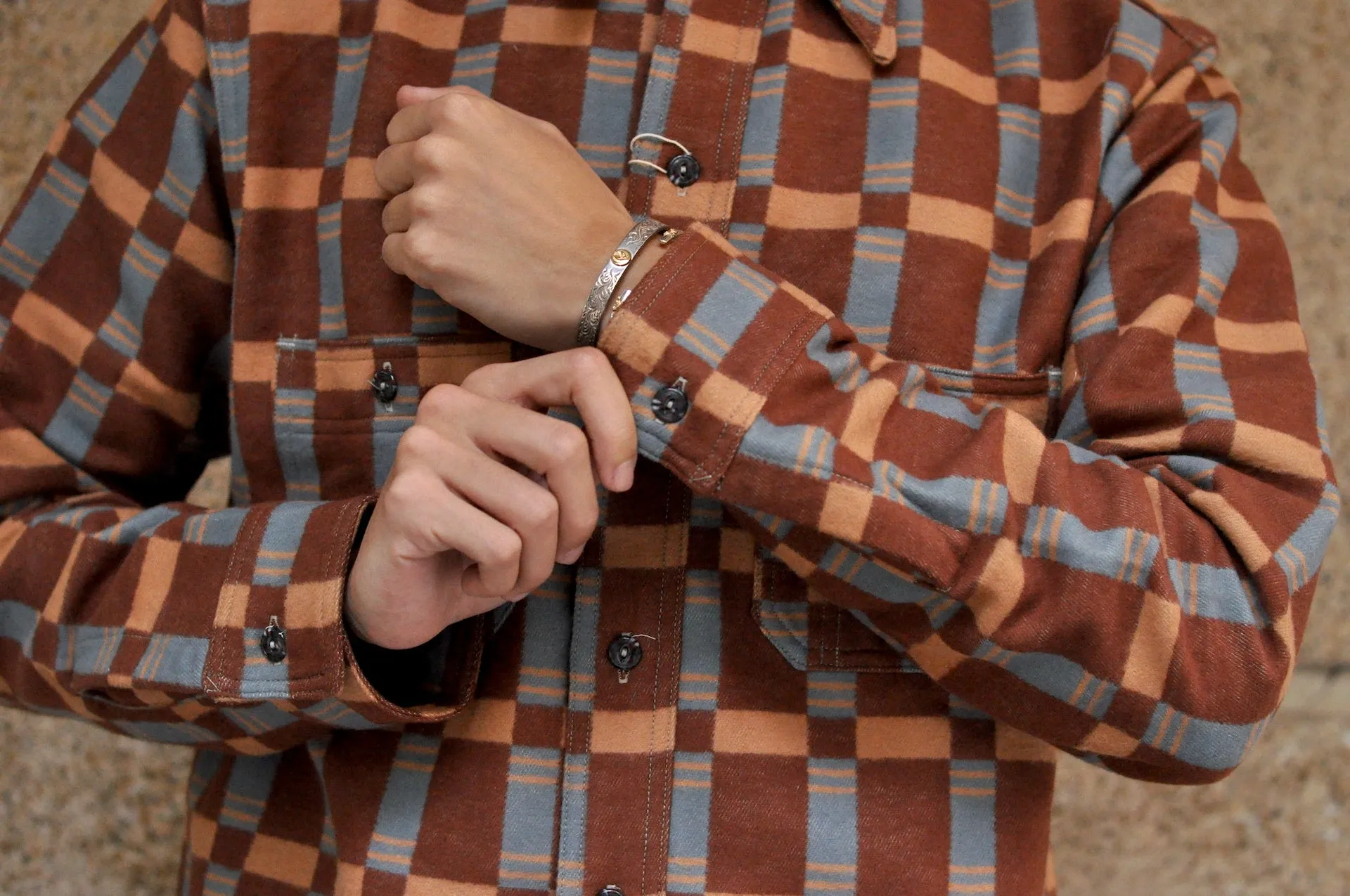 John Gluckow X Warehouse 13oz "The Heater" Heavyweight Flannel Workshirt (Brown)