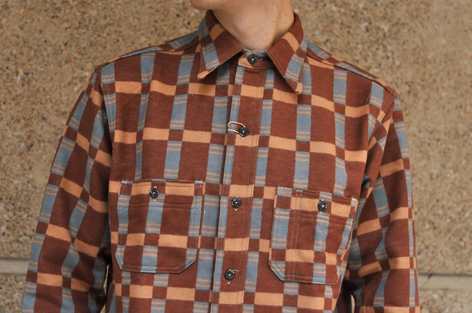 John Gluckow X Warehouse 13oz "The Heater" Heavyweight Flannel Workshirt (Brown)