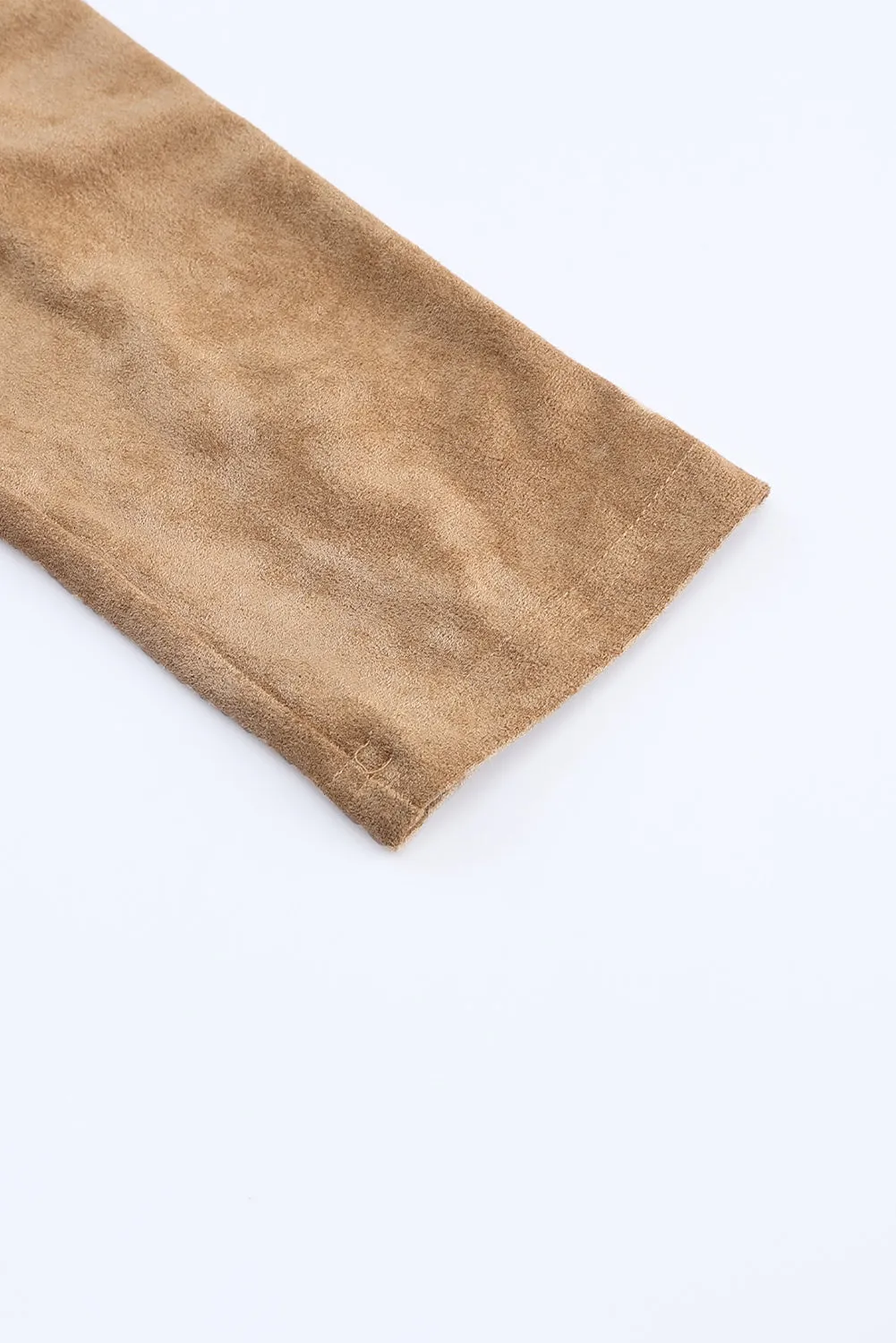 Khaki Mid Rise Faux Suede Leggings