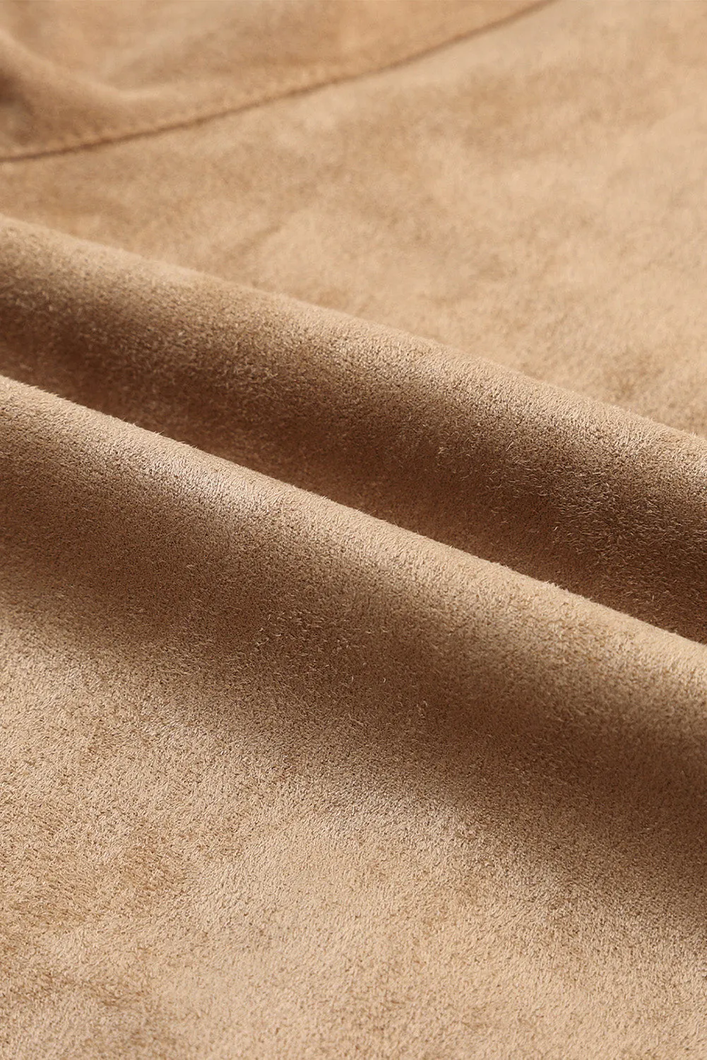 Khaki Mid Rise Faux Suede Leggings