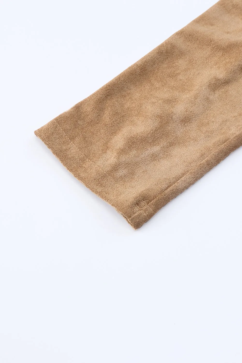 Khaki Mid Rise Faux Suede Leggings