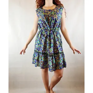 Kinki Gerlinki 100% silk purple-based retro style print size 10