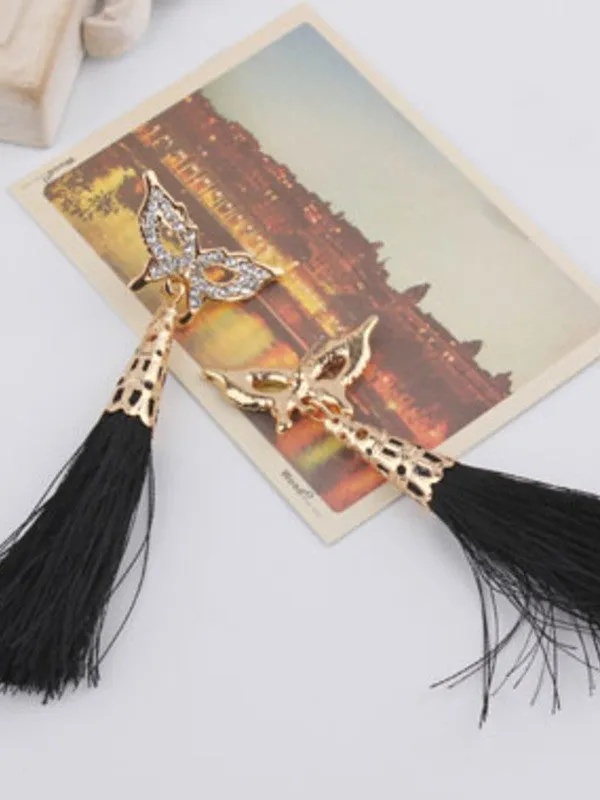 Korean butterfly long tassels earrings